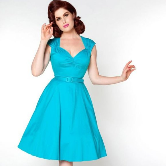 Pinup Couture Dresses & Skirts - pinup girl clothing teal Heidi